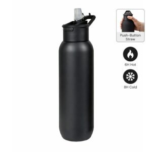 TOLEDO - Hans Larsen Double Wall Bottle with Straw 600 ml - Black