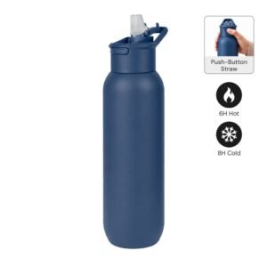 TOLEDO - Hans Larsen Double Wall Bottle with Straw 600 ml - Navy Blue