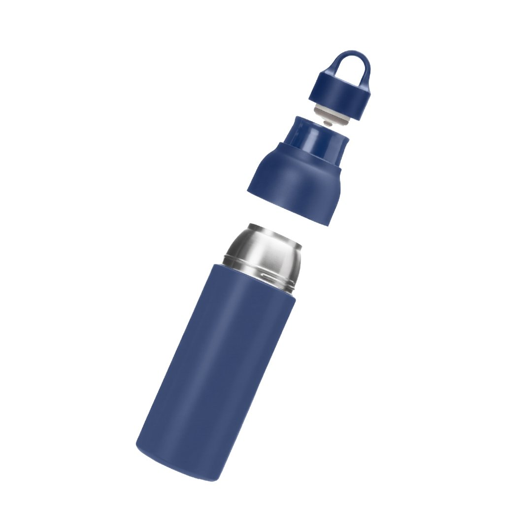 RHODES - Hans Larsen Double Wall Bottle with Push Lid 550 ml - Navy Blue - Image 3