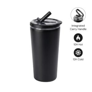 MARBELLA - Hans Larsen Double Wall Tumbler with Sip Lid 600 ml - Black