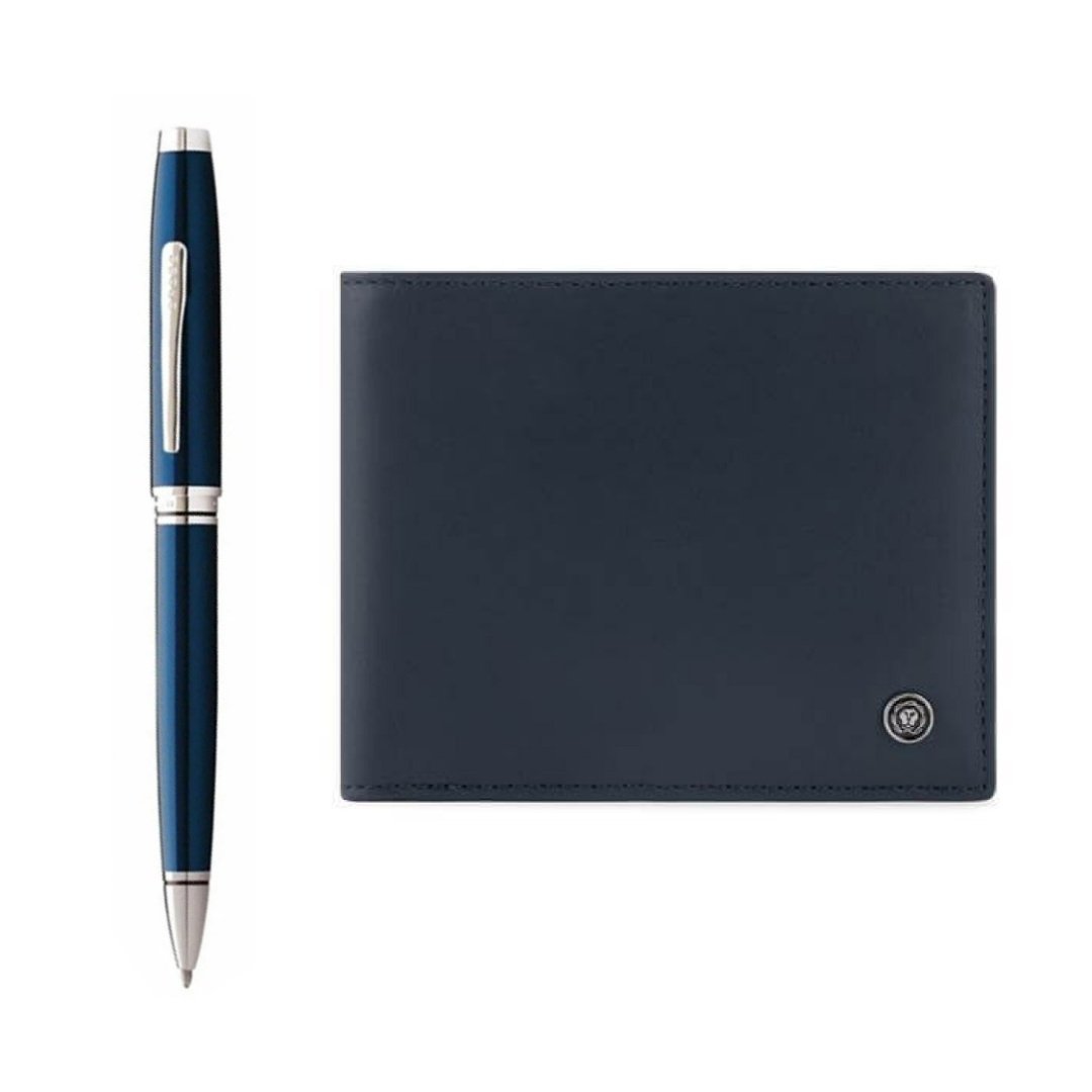 Cross Coventry Ballpoint Pen with Leather Wallet - Blue - Image 2