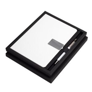 RIPPLE SET - Giftology Set of Notebook and Pen - White