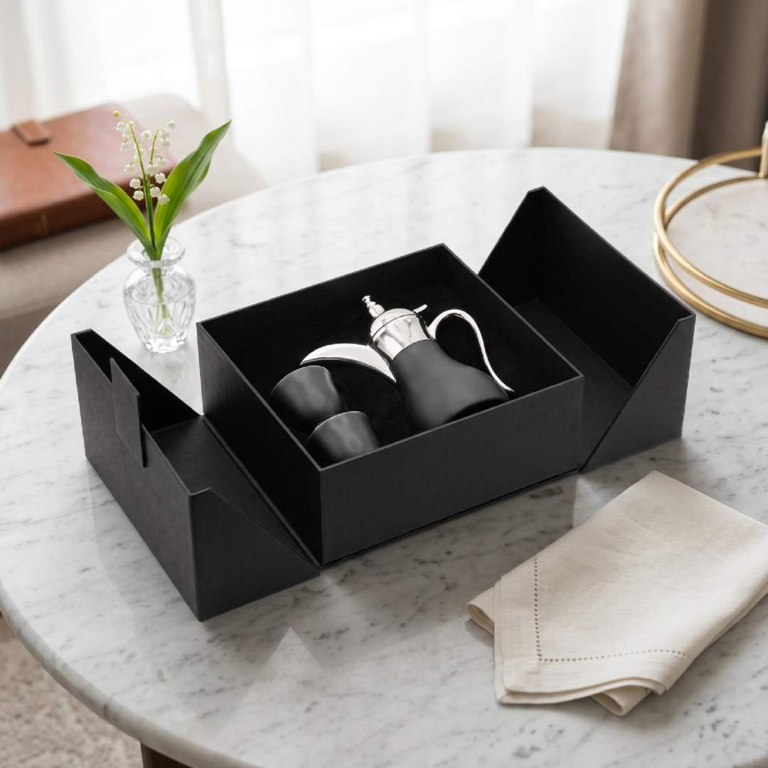 WESAL - Hans Larsen Dallah Nano Gift Set with 2 Cava Cups - Black / Chrome - Image 3