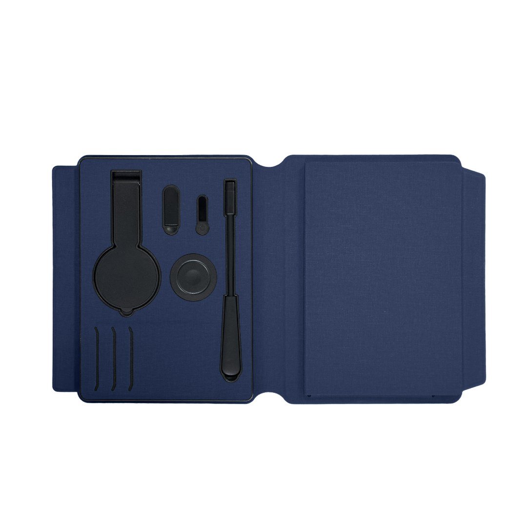 SOLAIS - Santhome Recycled 10000 mAh Power Bank with 15W Magsafe Smart A5 Organizer - Navy Blue - Image 3