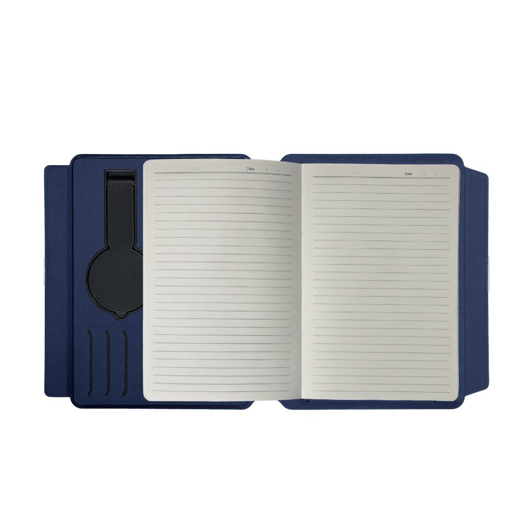 SOLAIS - Santhome Recycled 10000 mAh Power Bank with 15W Magsafe Smart A5 Organizer - Navy Blue - Image 4