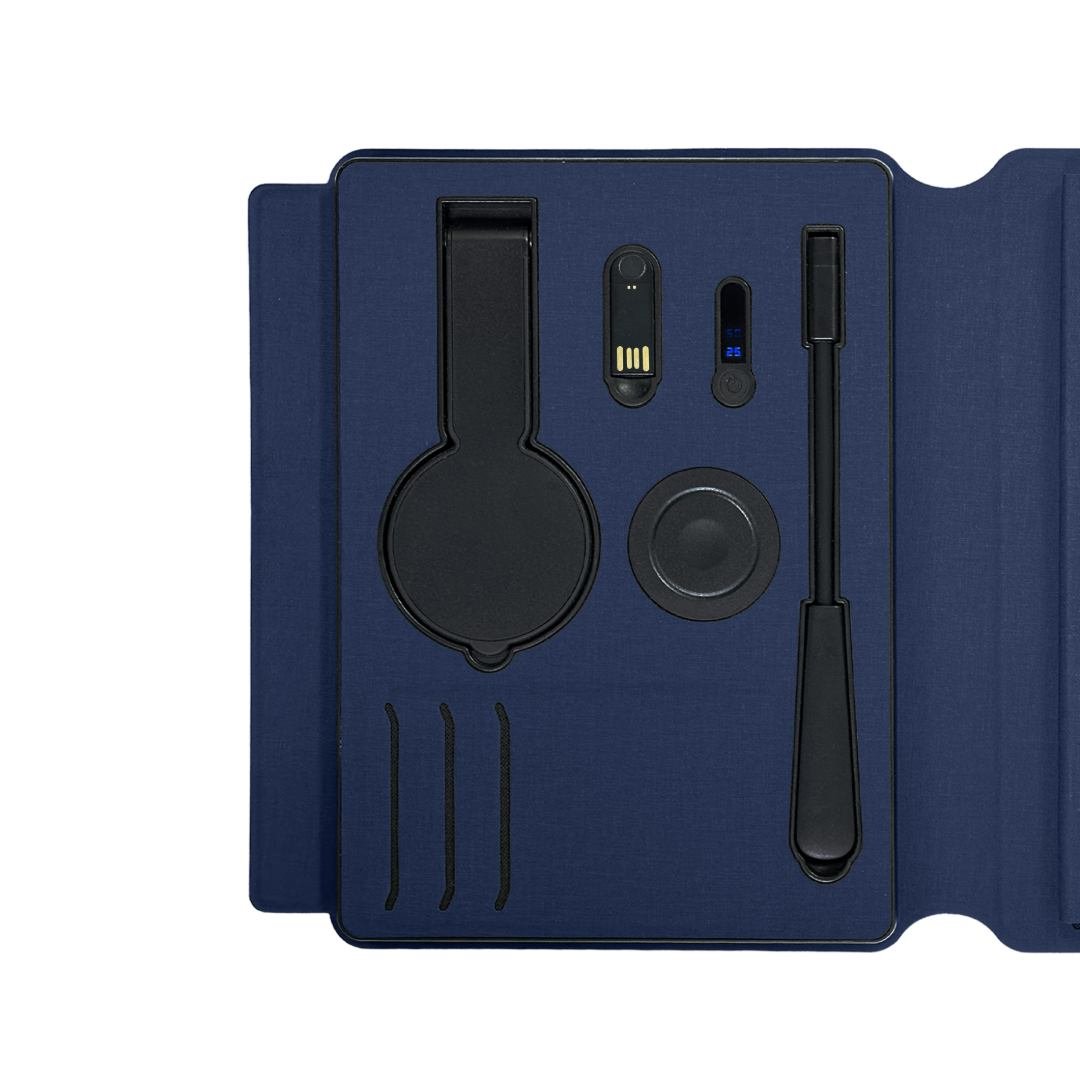 SOLAIS - Santhome Recycled 10000 mAh Power Bank with 15W Magsafe Smart A5 Organizer - Navy Blue - Image 5