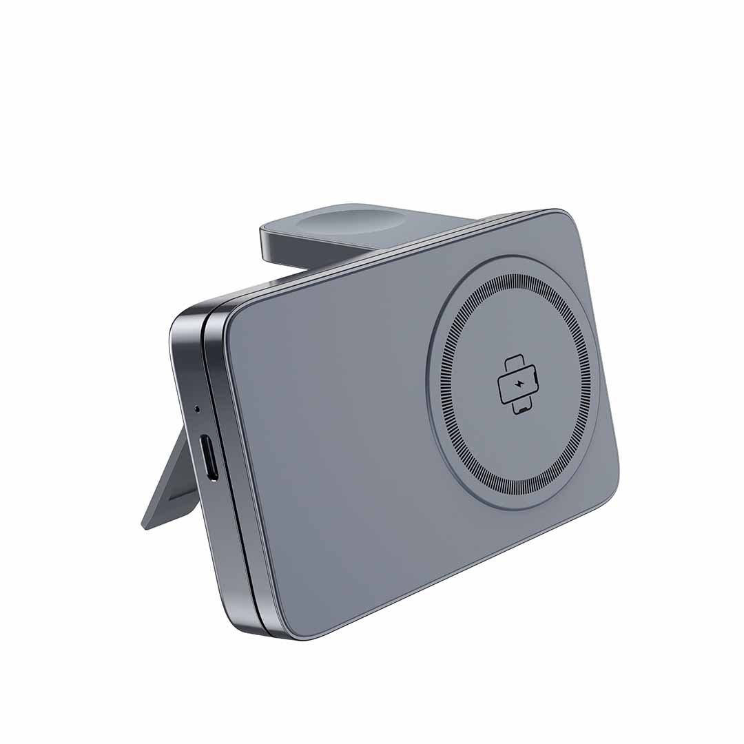 ARGENE - @memorii Magfold 3 in 1 Wireless Charger Stand - Metallic Grey - Image 3