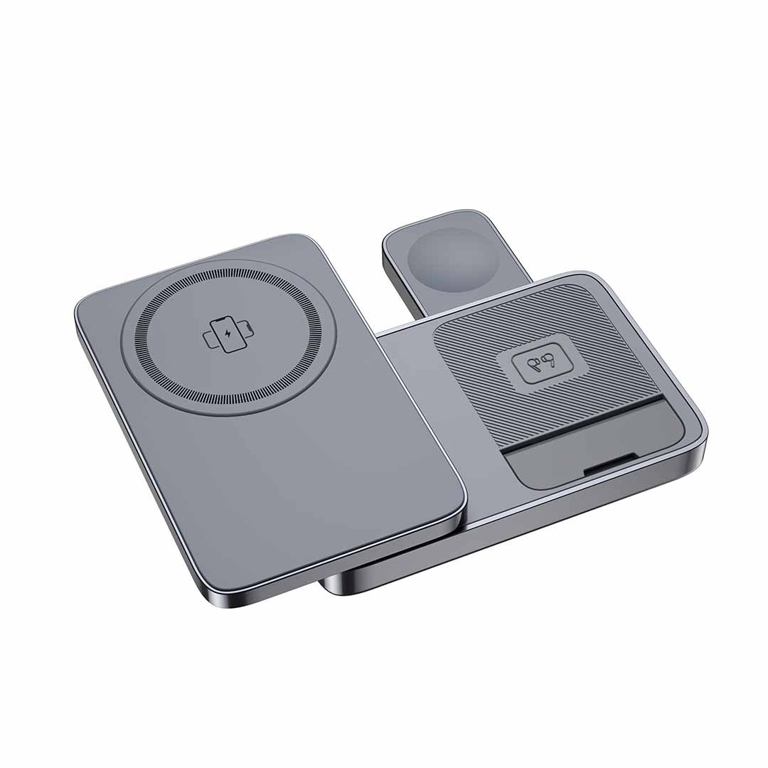 ARGENE - @memorii Magfold 3 in 1 Wireless Charger Stand - Metallic Grey - Image 4